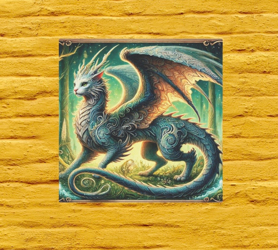 The Cragon - Cat Dragon  - Cat Lover - Wall Art Decor   