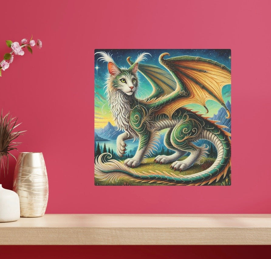 Magical Cragon - Cat Dragon - Wall Art Decor   