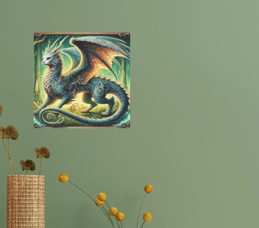 The Cragon - Cat Dragon  - Cat Lover - Wall Art Decor   