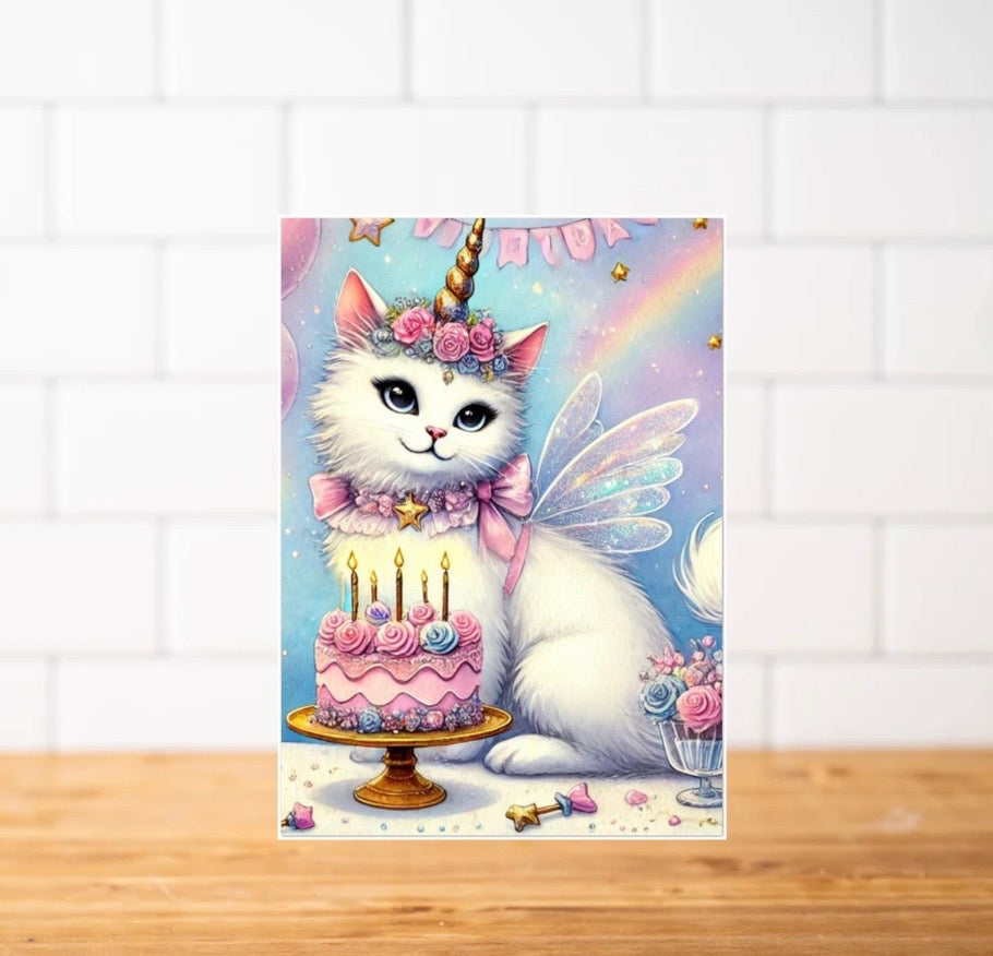 Caticorn - Pack of 10 Blank Birthday Greeting Cards   