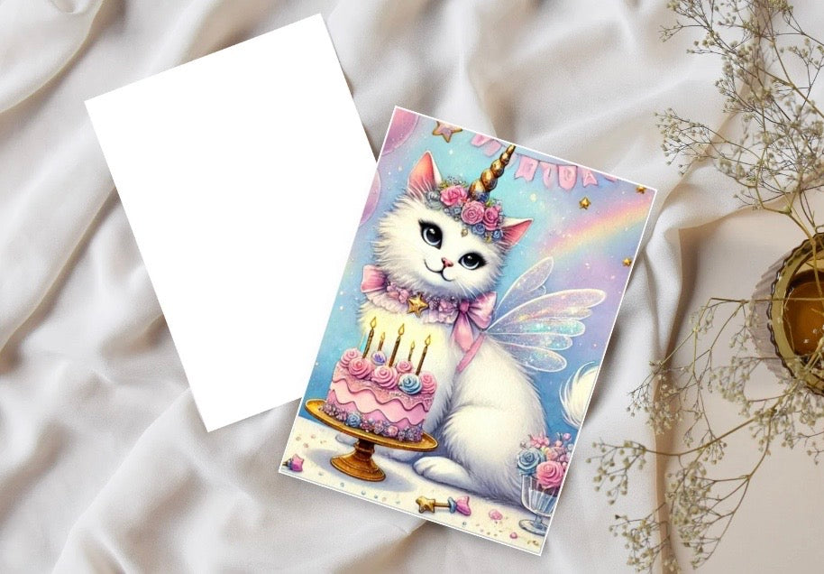 Caticorn - Pack of 10 Blank Birthday Greeting Cards   