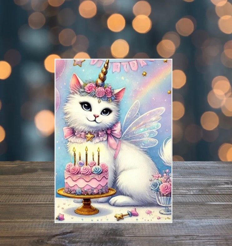 Caticorn - Pack of 10 Blank Birthday Greeting Cards   