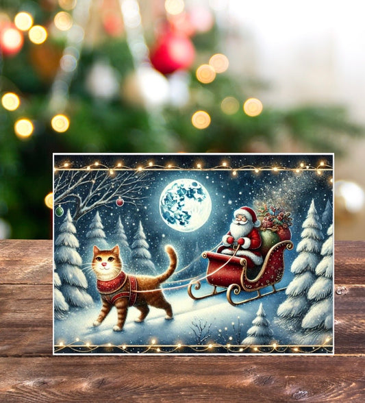 Cat Rudolph - Pack of 10 Blank Holiday Greeting Cards   