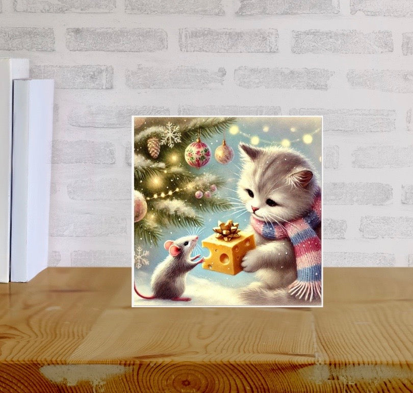 Holiday Peace - Cat Lover - Pack of 10 Blank Greeting Cards   