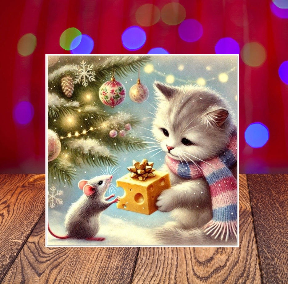 Holiday Peace - Cat Lover - Pack of 10 Blank Greeting Cards   