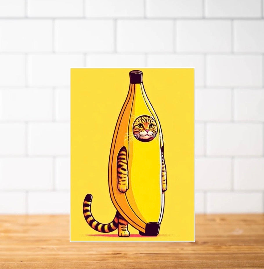 Cat Banana - Pack of 10 Blank Greeting Cards 5x7   