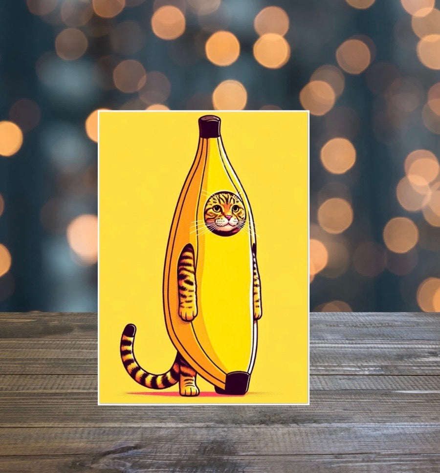 Cat Banana - Pack of 10 Blank Greeting Cards 5x7   