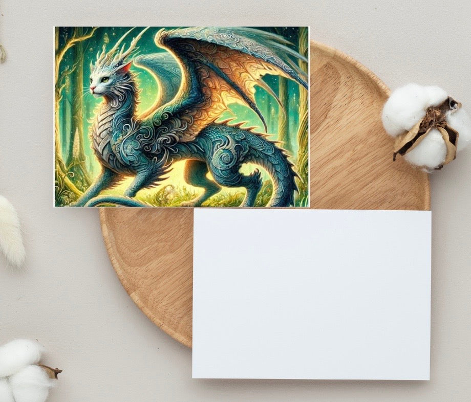 The Cragon - Cat Dragon - Pack of 10 - Blank Greeting Cards   