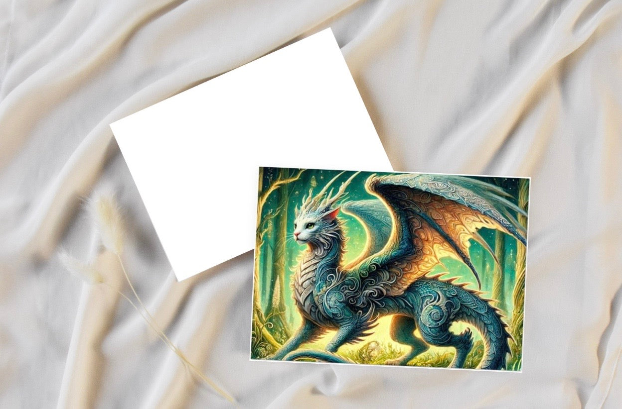 The Cragon - Cat Dragon - Pack of 10 - Blank Greeting Cards   