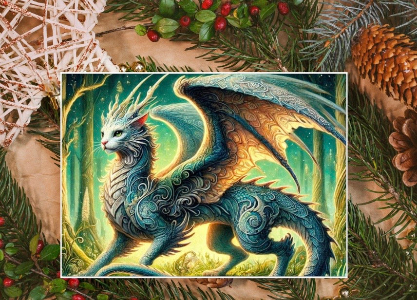 The Cragon - Cat Dragon - Pack of 10 - Blank Greeting Cards   