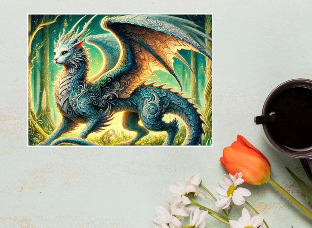 The Cragon - Cat Dragon - Pack of 10 - Blank Greeting Cards   