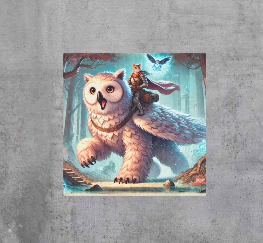 Dungeons and Dragons - Owl Bear - Cat Rider - Wall Art Decor   