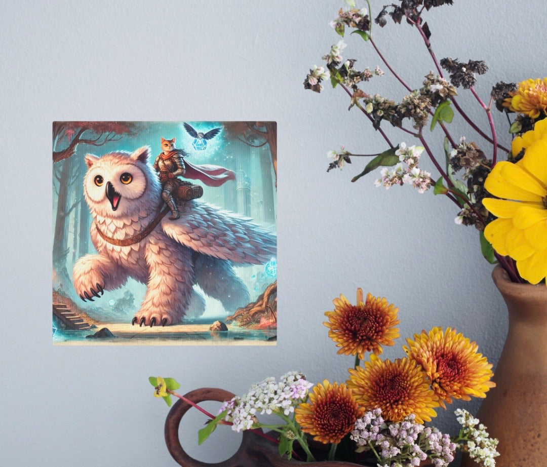 Dungeons and Dragons - Owl Bear - Cat Rider - Wall Art Decor   