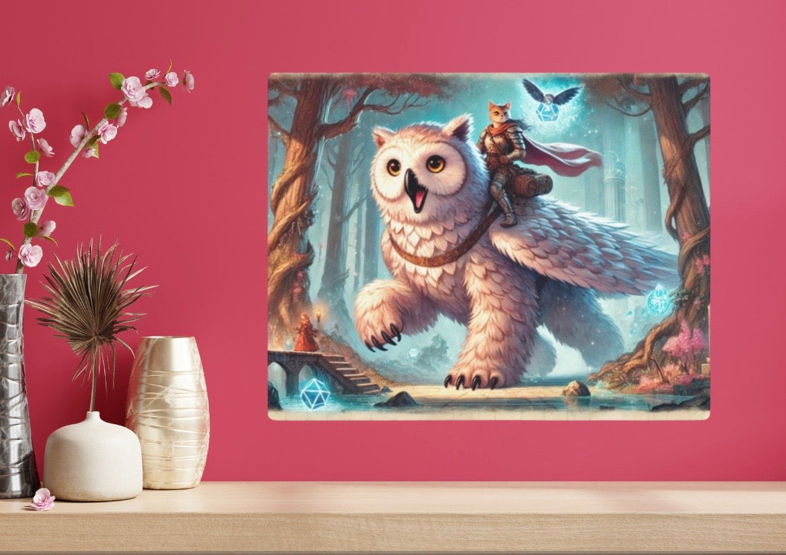 Owl Bear - Cat Lover - Dungeons and Dragons Metal Art Sign   