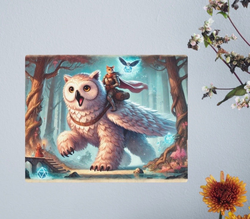 Owl Bear - Cat Lover - Dungeons and Dragons Metal Art Sign   