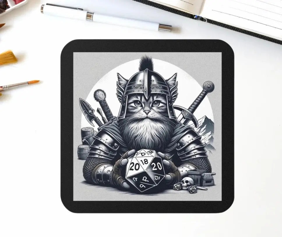 Dungeons and Dragons Cat Dwarf - Drink Coaster   