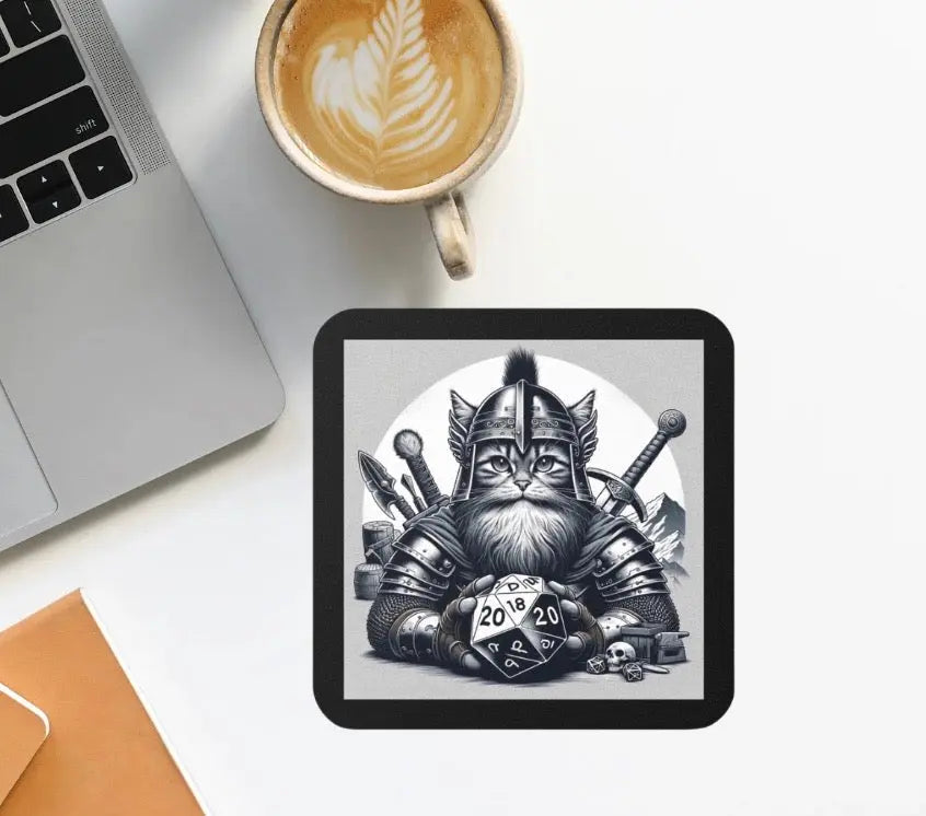 Dungeons and Dragons Cat Dwarf - Drink Coaster   