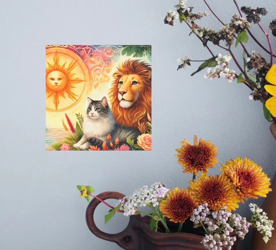 Leo Zodiac - Cat Lover - Wall Art Decor 8x8   