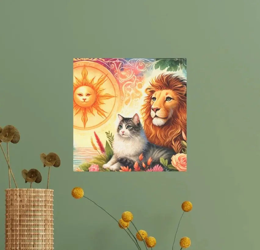 Leo Zodiac - Cat Lover - Wall Art Decor 8x8   