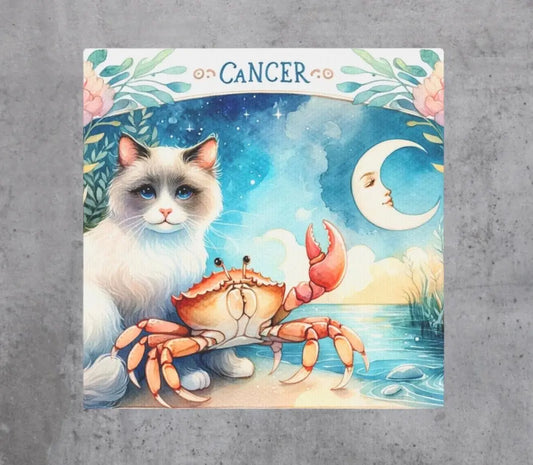 Cancer Zodiac - Cat Lover - Wall Art Decor 8x8   