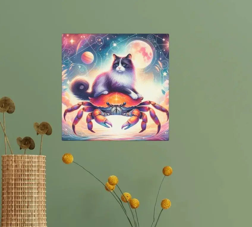 Cancer Crab Zodiac - Cat Lover - Wall Art Decor   