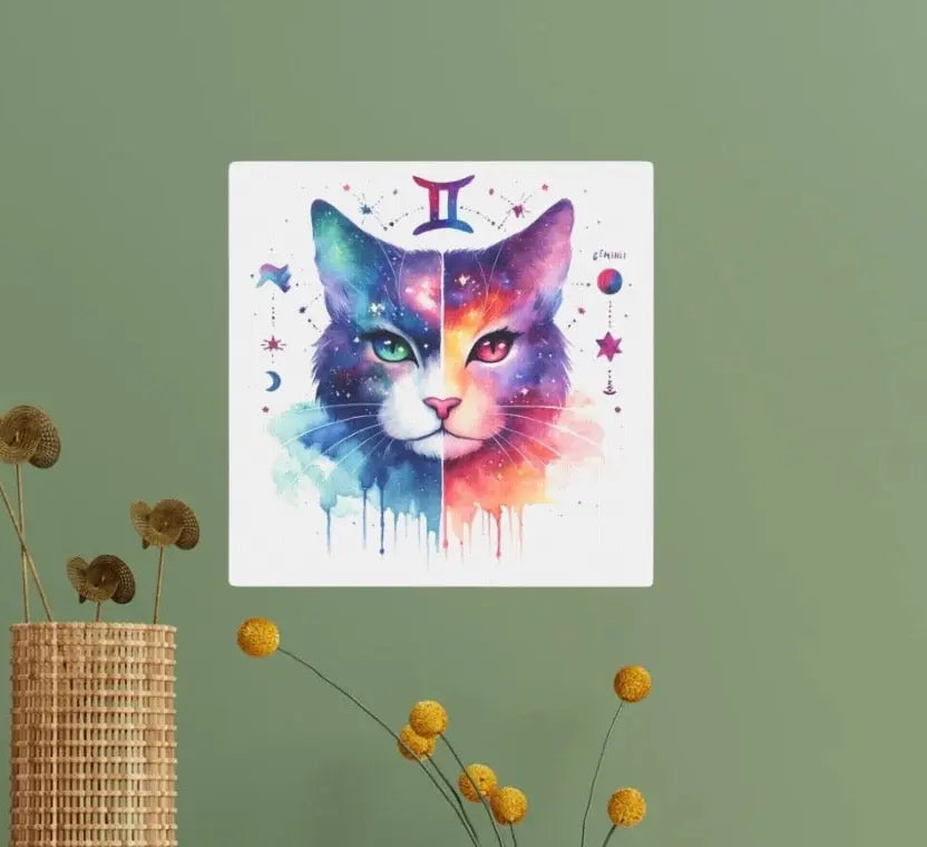 Gemini Zodiac - Cat Lover - Wall Art Decor   