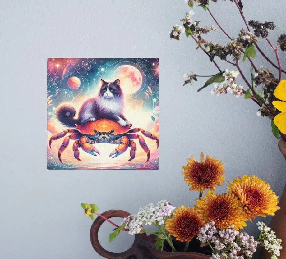 Cancer Crab Zodiac - Cat Lover - Wall Art Decor   