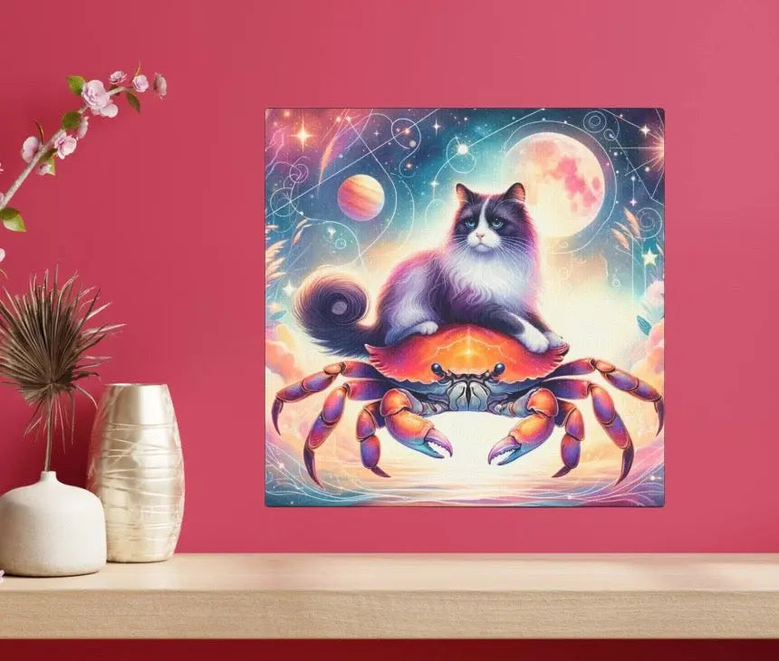 Cancer Crab Zodiac - Cat Lover - Wall Art Decor   