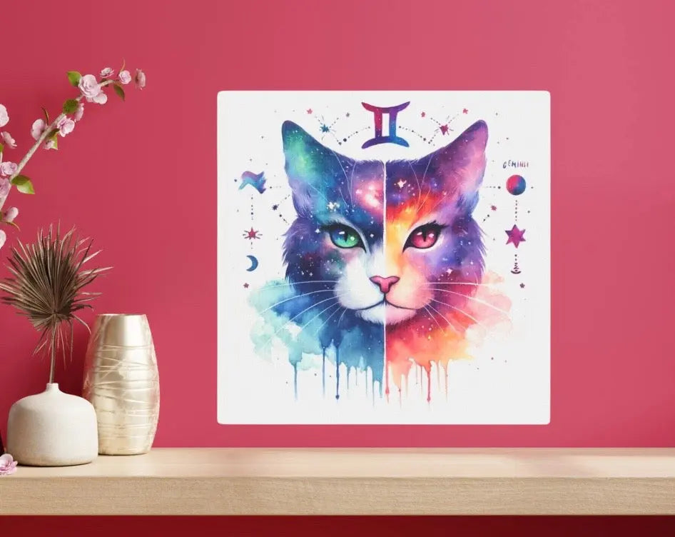 Gemini Zodiac - Cat Lover - Wall Art Decor   