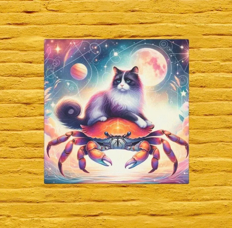 Cancer Crab Zodiac - Cat Lover - Wall Art Decor   