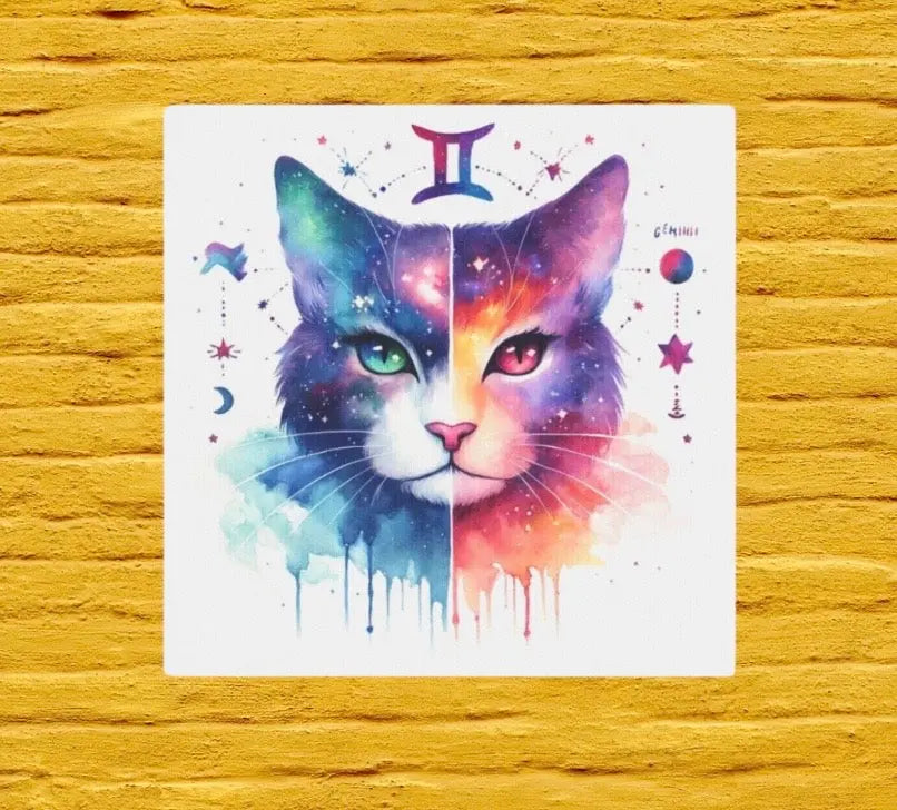 Gemini Zodiac - Cat Lover - Wall Art Decor   