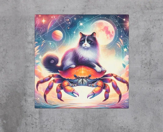 Cancer Crab Zodiac - Cat Lover - Wall Art Decor   