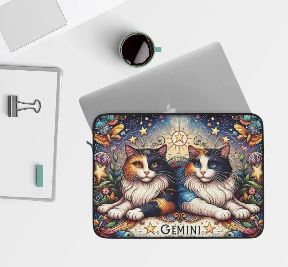 Gemini Zodiac - Cat Lover - Laptop Sleeve   