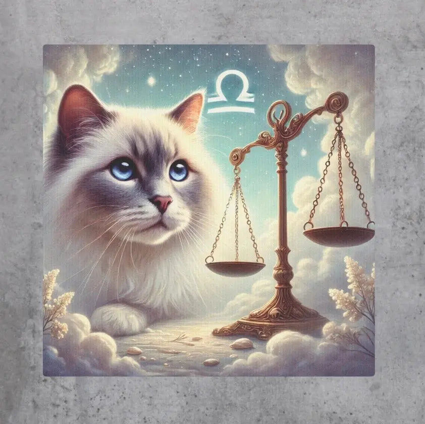 Libra Scales - Cat Lover - Wall Art Decor 8x8   