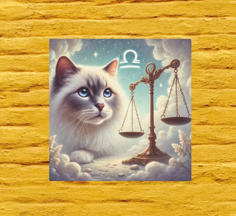 Libra Scales - Cat Lover - Wall Art Decor 8x8   