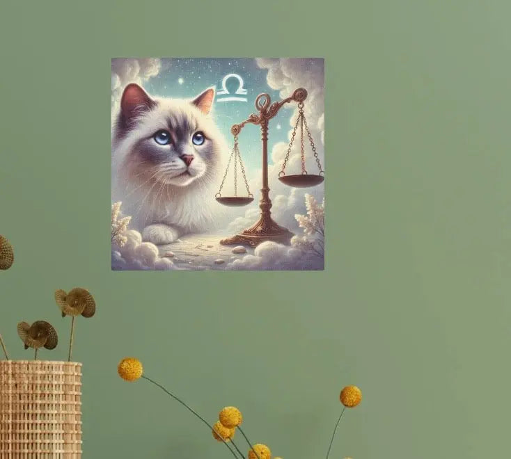 Libra Scales - Cat Lover - Wall Art Decor 8x8   