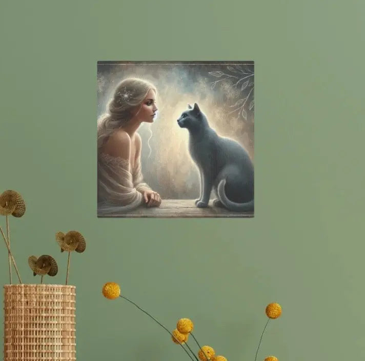 Virgo - Russian Blue - Cat Lover - Wall Art Decor 8x8   