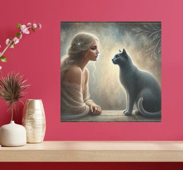 Virgo - Russian Blue - Cat Lover - Wall Art Decor 8x8   