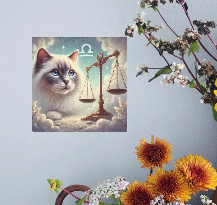 Libra Scales - Cat Lover - Wall Art Decor 8x8   