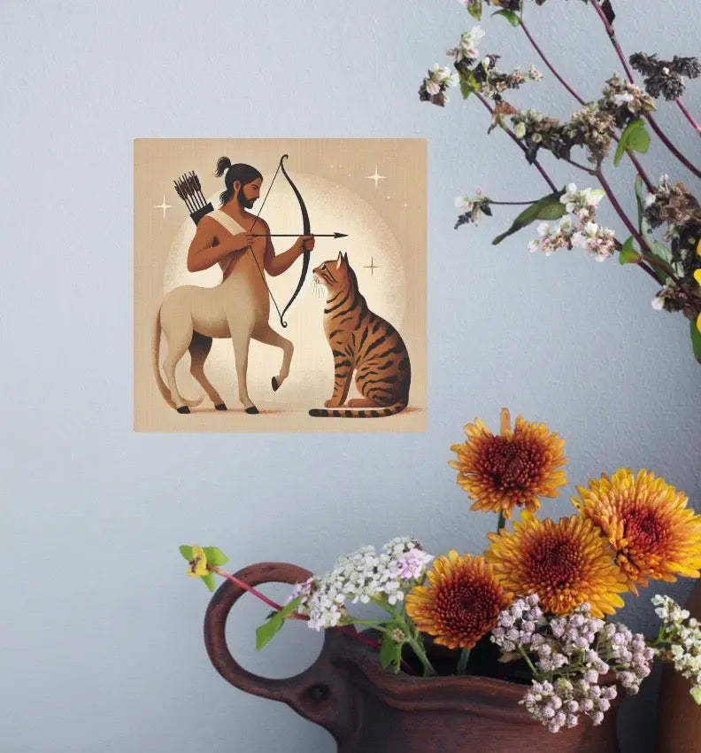 Sagittarius and Bangel - Cat Lover - Wall Art Decor 8x8   