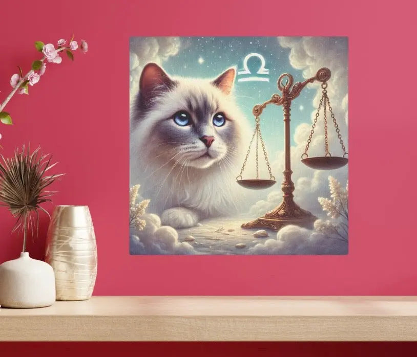 Libra Scales - Cat Lover - Wall Art Decor 8x8   