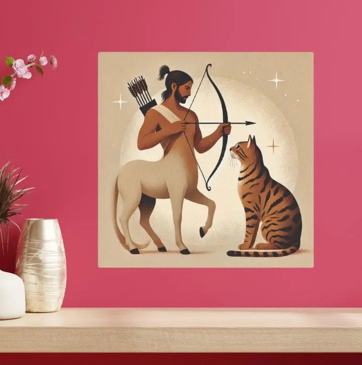 Sagittarius and Bangel - Cat Lover - Wall Art Decor 8x8   