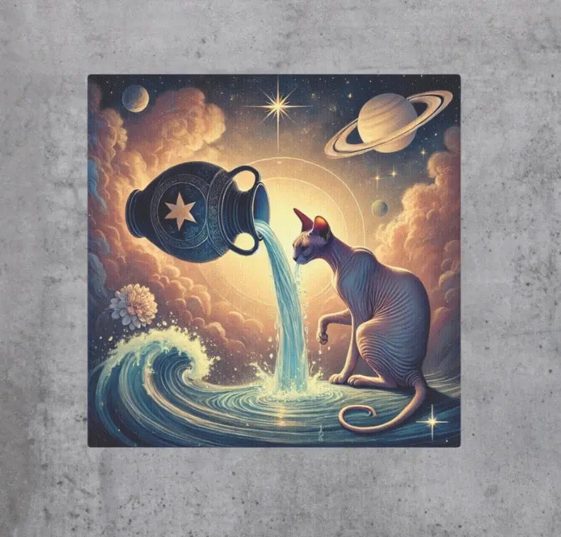 Aquarius and Sphynx - Cat Lover - Wall Art Decor 8x8   