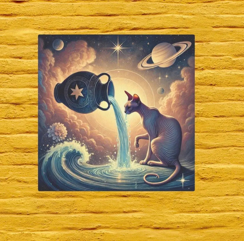 Aquarius and Sphynx - Cat Lover - Wall Art Decor 8x8   