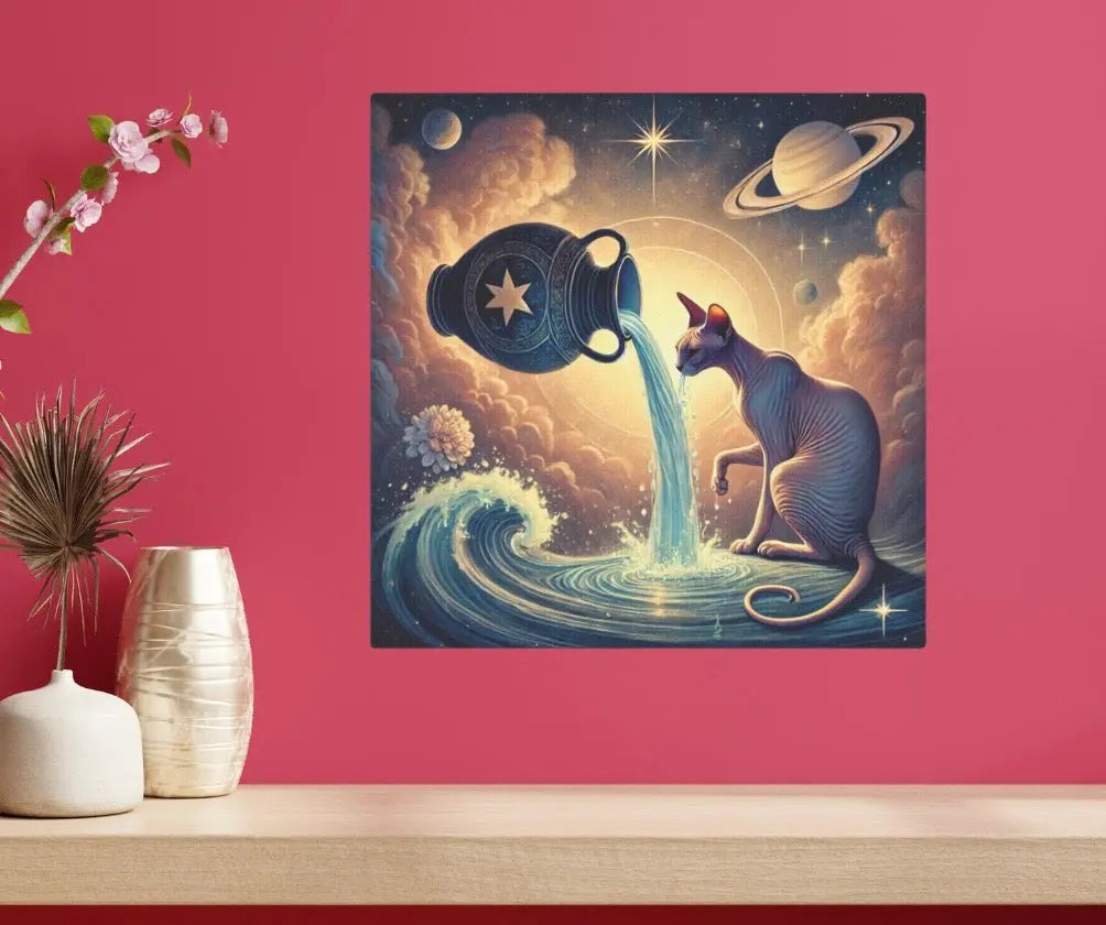 Aquarius and Sphynx - Cat Lover - Wall Art Decor 8x8   