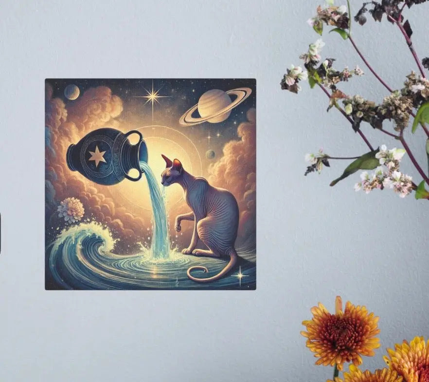 Aquarius and Sphynx - Cat Lover - Wall Art Decor 8x8   