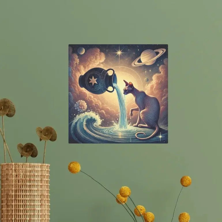 Aquarius and Sphynx - Cat Lover - Wall Art Decor 8x8   