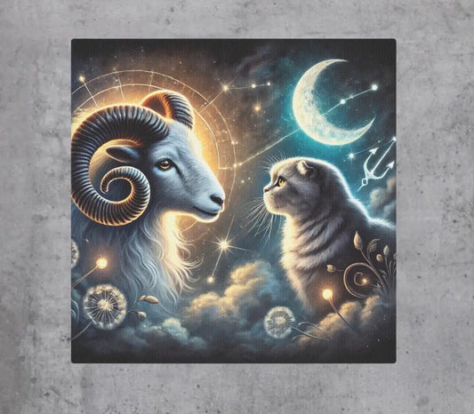 Capricorn and Scottish Fold - Cat Lover - Wall Art Decor 8x8   