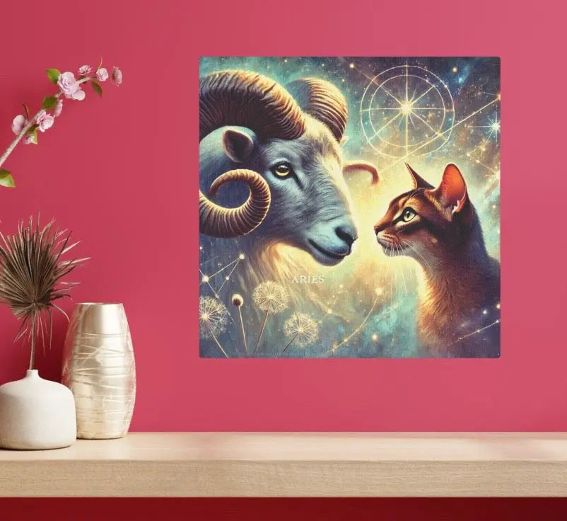 Aries and Abyssinian - Cat Lover - Wall Art Decor 8x8   