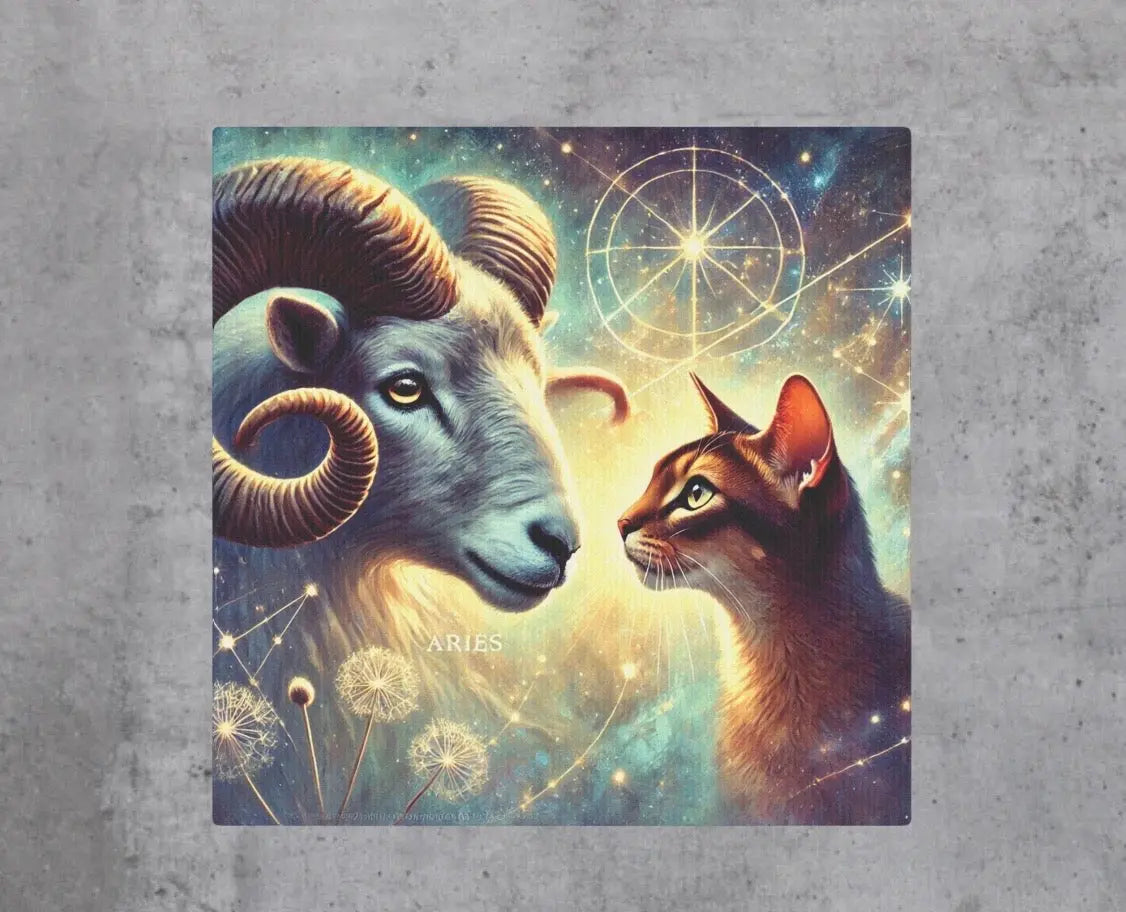 Aries and Abyssinian - Cat Lover - Wall Art Decor 8x8   